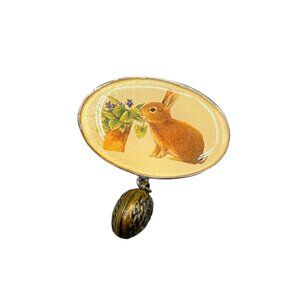 Marjolein Bastin 1999 Bunny Brooch Pin Dangling Charm Easter Spring Collectible